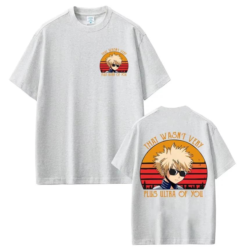 Anime My Hero Academia Katsuki Bakugo Graphic T-Shirts Men Women Harajuku Vintage Manga Short Sleev Casual Pure Cotton T Shirt