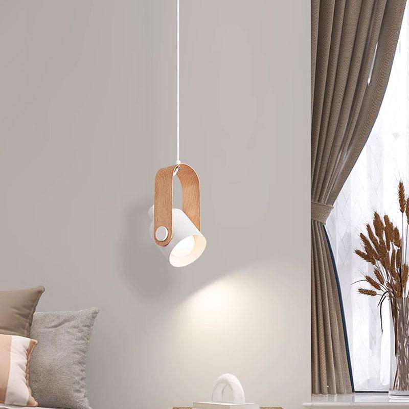 Nordic LED Pendant Light Wood Hanging Lamp Black White For Bedroom Dinnming Room Background Home Indoor Lighting Fixtures