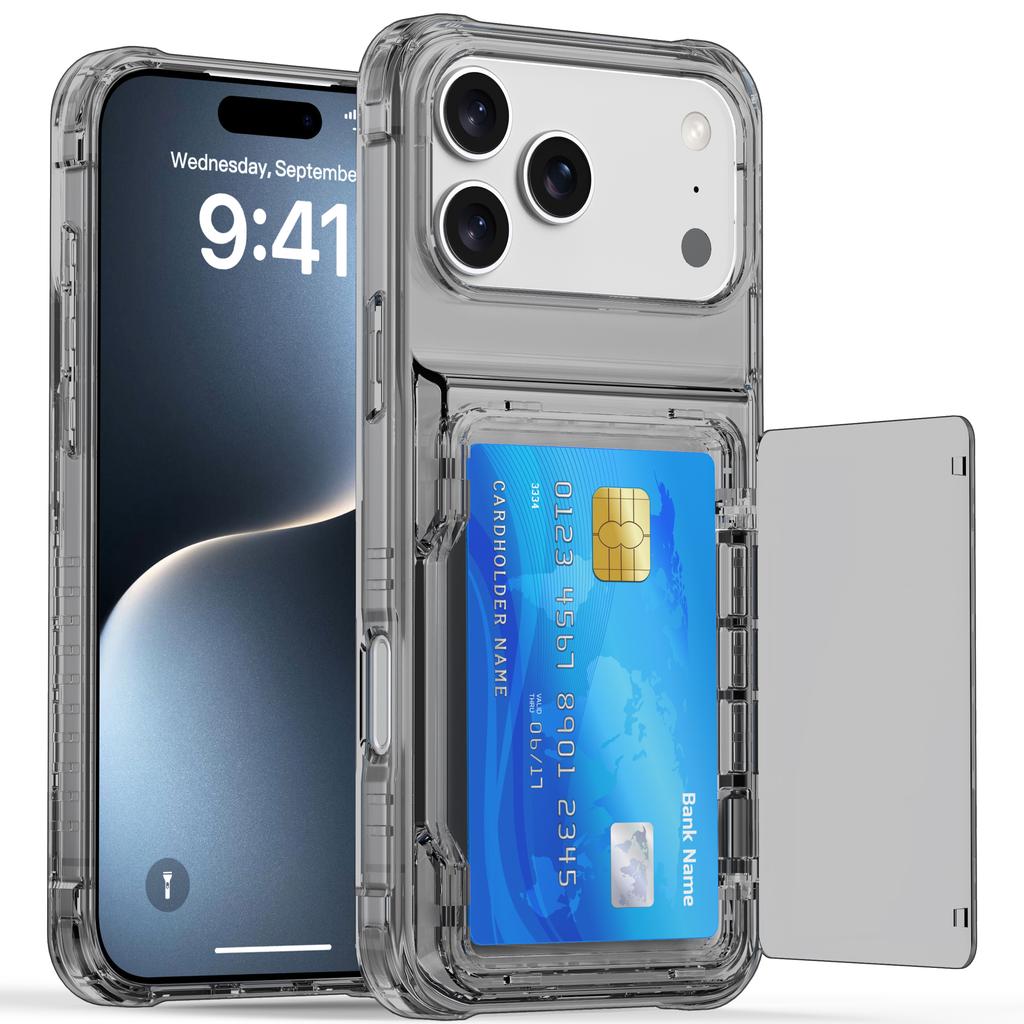 Simple Transparent Card Holder Phone Case For iPhone 17 Pro Max 16 Plus 15 14 13 12 Shockproof Scratch Resistant Slim Fit Cover