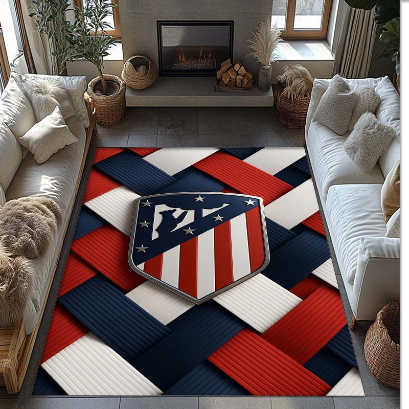 Atletico Madrid Theme rug Soft Crystal Velvet Area Rug Non-Slip Floor Carpet for Living Room Bedroom Nursery