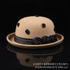 Dome crimped felt top hat rose decoration women's autumn and winter woolen warm basin hat short brim fashionable and versatile