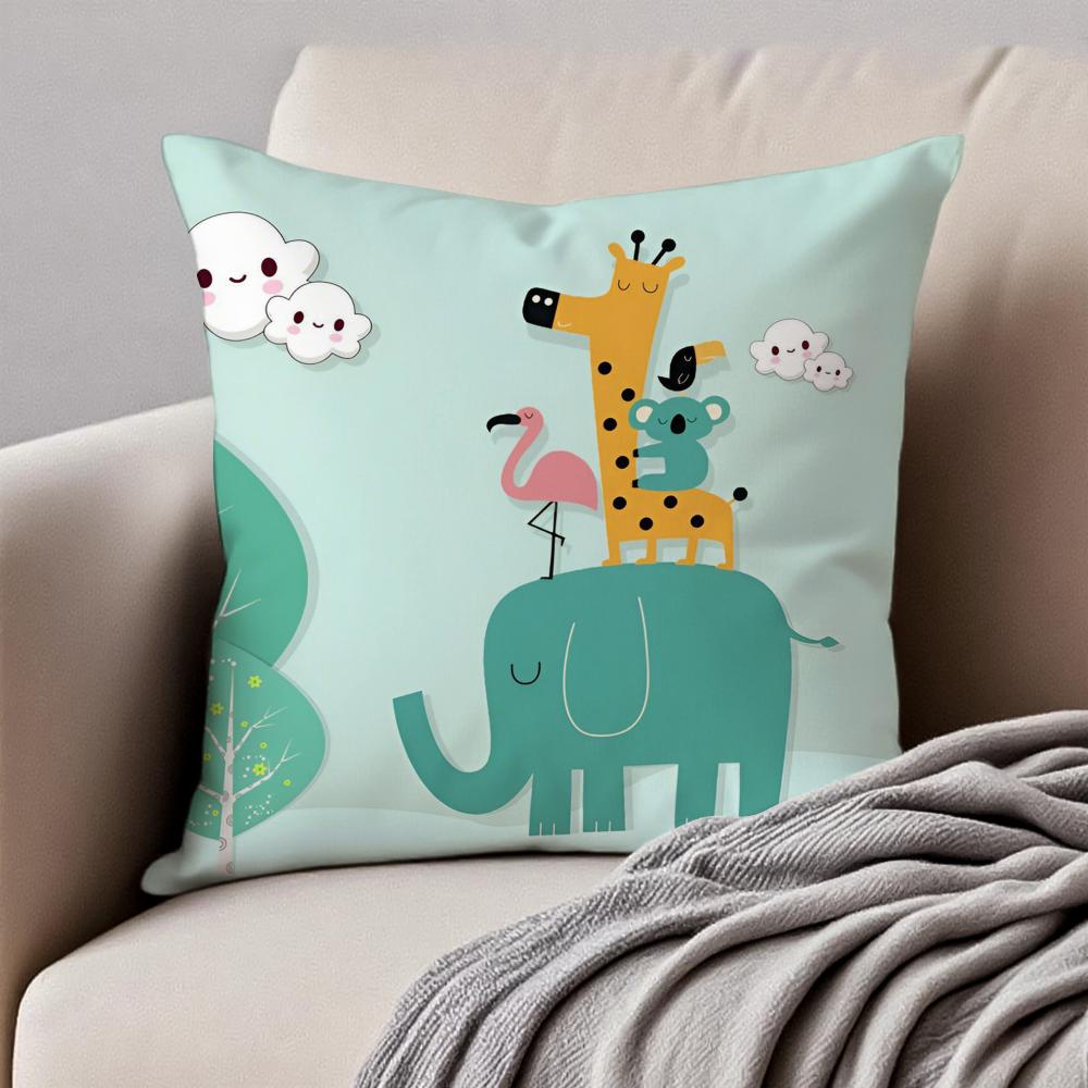 Simple Nordic Modern Anime Style Art Cushion Cover Pillowcase Antidustmite Invisible Zipper Short Plush Sofa Cushion