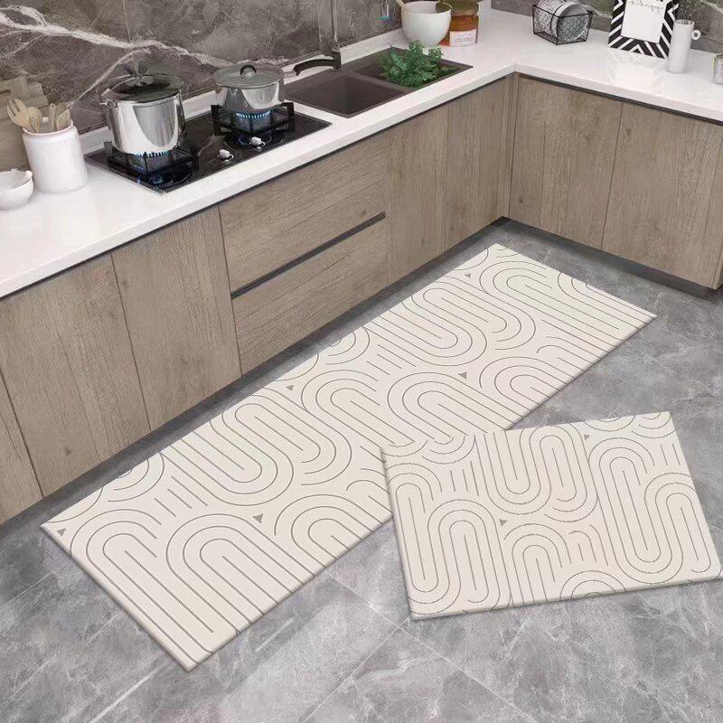 Stylish Non-Slip Kitchen Floor Mats: Dirt-Resistant, Water-Absorbing, Oil-Absorbing, Long Combination Set