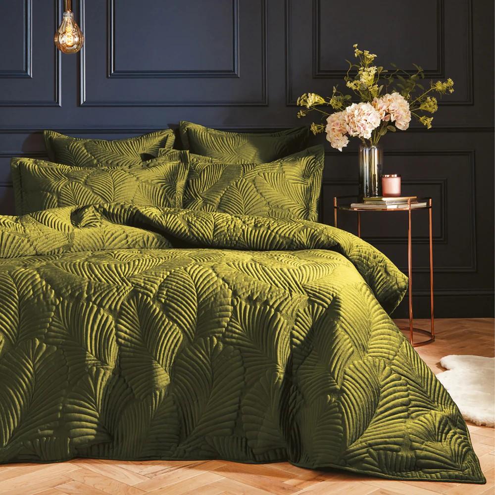 Paoletti Palmeria Velvet Quilted Duvet Cover Set