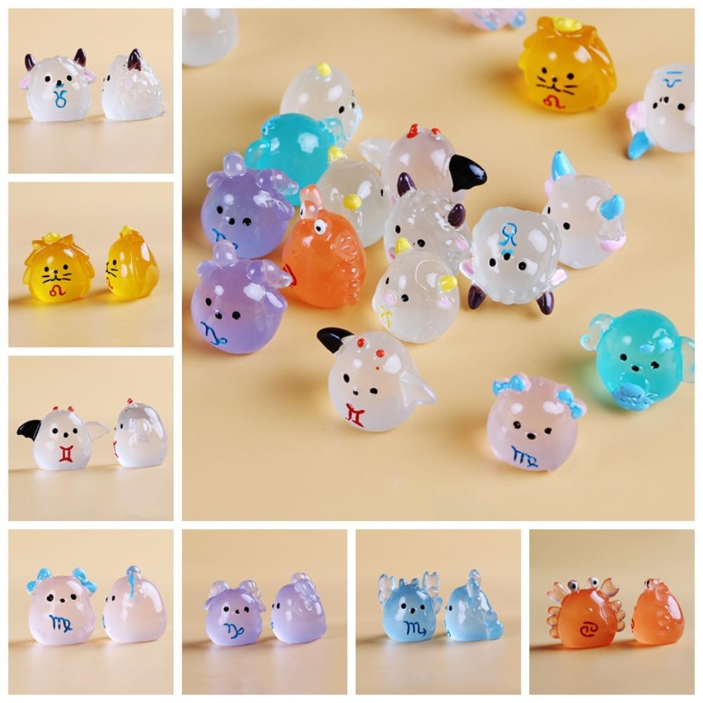 

Серебристые мультяшные смоляные украшения 12 созвездий смоляные украшения для автомобиля для женщин