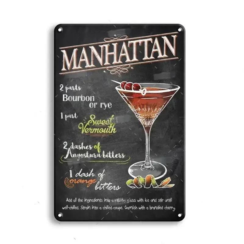 Vintage Metal Sign Decoration Gin & Tonic Cocktail Tinplate Poster Wine Whisky Art Plaque for Bar Home Wall Decor Tin Signs
