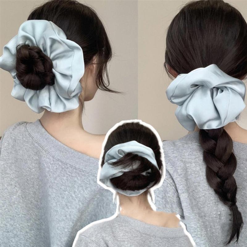 Large Satin Scrunchies Oversized Jumbo Scrunchy Sleeping Giant Muslim Elastic Volumizing Neat Stitching Hair Tie Scrunchie