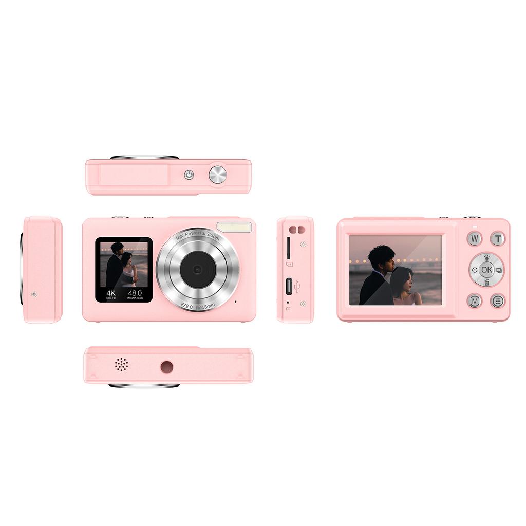 Portable 4K Digital Camera for Kids Dual Screen Digital Video Camera 48MP Auto Focus18X Zoom Built in Flash Battery