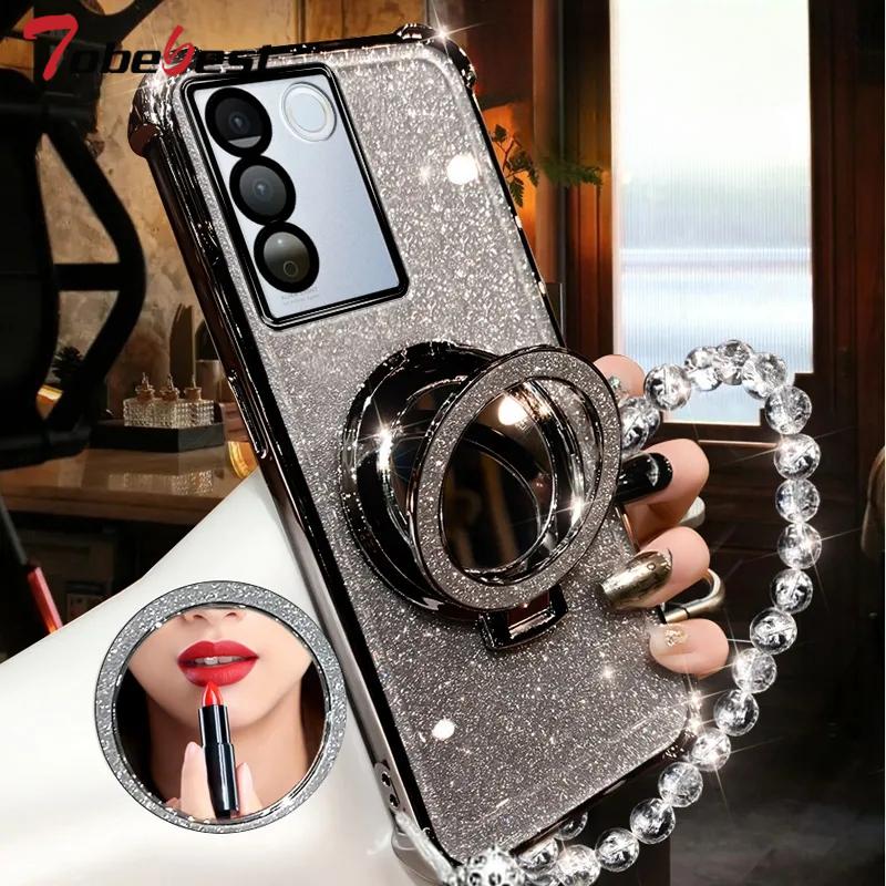 Shockproof Transparent Plating Crystal Bracelet Magsafe Phone Holder Case For Samsung Galaxy A15 A25 A35 A55 A14 A24 A34 A54 5G