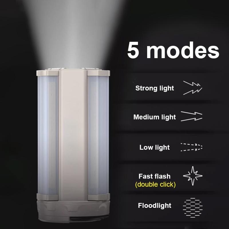 Lampă de camping multifuncțională în aer liber, reîncărcabilă, pliabilă, portabilă, pentru cort, cu putere mobilă, lanterne în aer liber cu fotografiere lungă