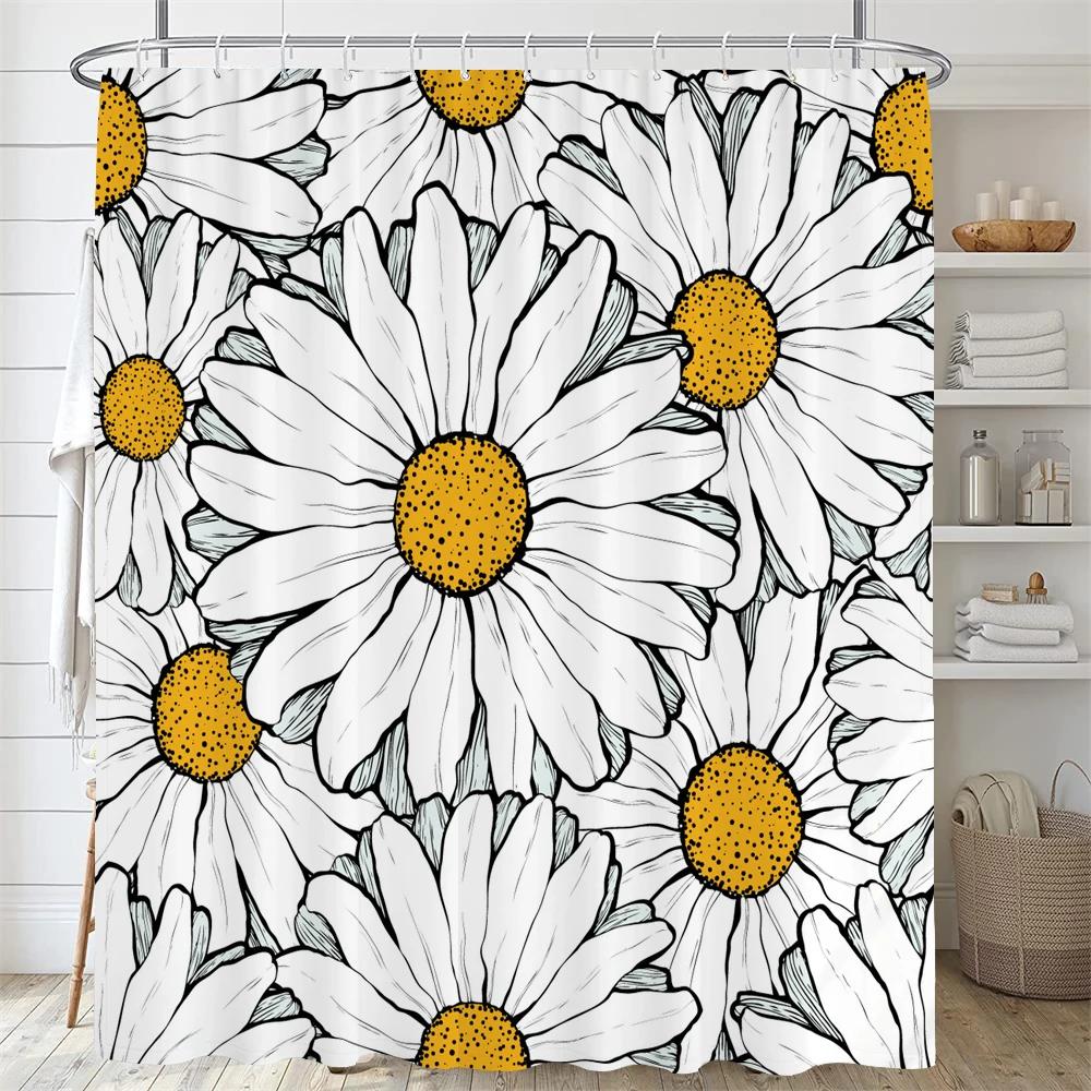 Small Fresh Floral Leaves Flowers Shower Curtain Bathroom Waterproof Polyester Multi-size 3D Print Curtains for Bathroom Shower