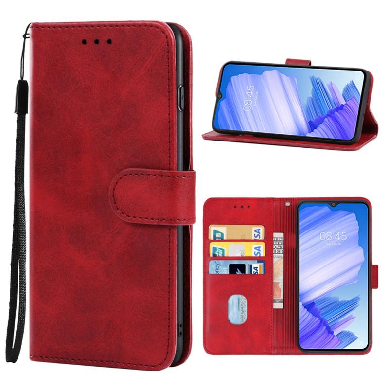 

Для телефона TECNO Pop 5 LTE 4G Кожаный чехол Текстура теленка Кошелек Подставка Чехол для сотового телефона с ремешком Red