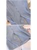 2024 Summer High-Waist Retro Denim Midi Skirt with Slit