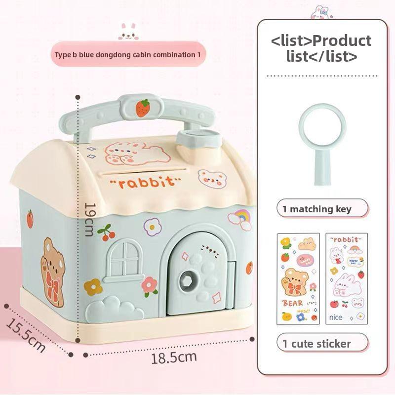 Internet Celebrity Piggy Bank Creative Cartoon Shape Cute Small House Can Save Large Capacity Plastic Piggy Bank