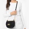 Michael Kors Mk Izzy Chain Solid Color Vintage French Large Logo Leather Saddle Bag Crossbody Small Women Bags Black 32T1GZYC0L-001