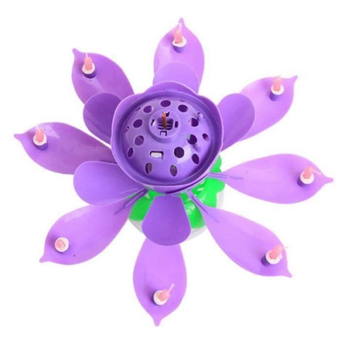 Geburtstagskerzen - BT07983 - Lotusblume - Violett - Kuchendekoration - Drehende Musik Violett