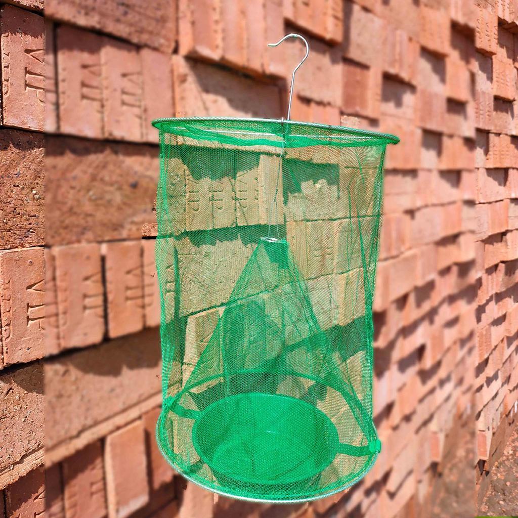 Fly Catcher Hanging Fly Catching Cage Fly Trap Flytrap Foldable Flies Trap Cage with Pot for Garden Ranch Orchard