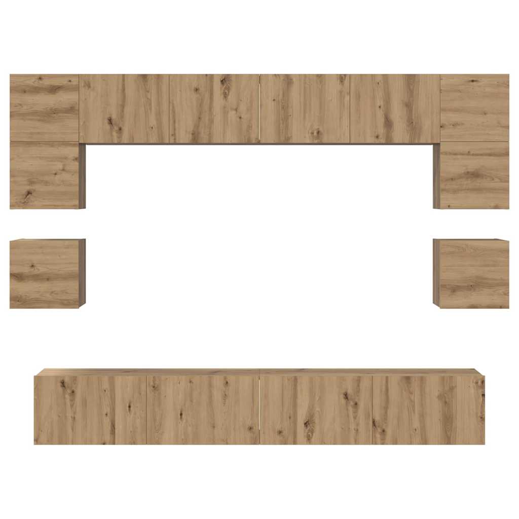 Wall Mounted TV Cabinet Set 8 pcs Artisan Oak Wood Based Material