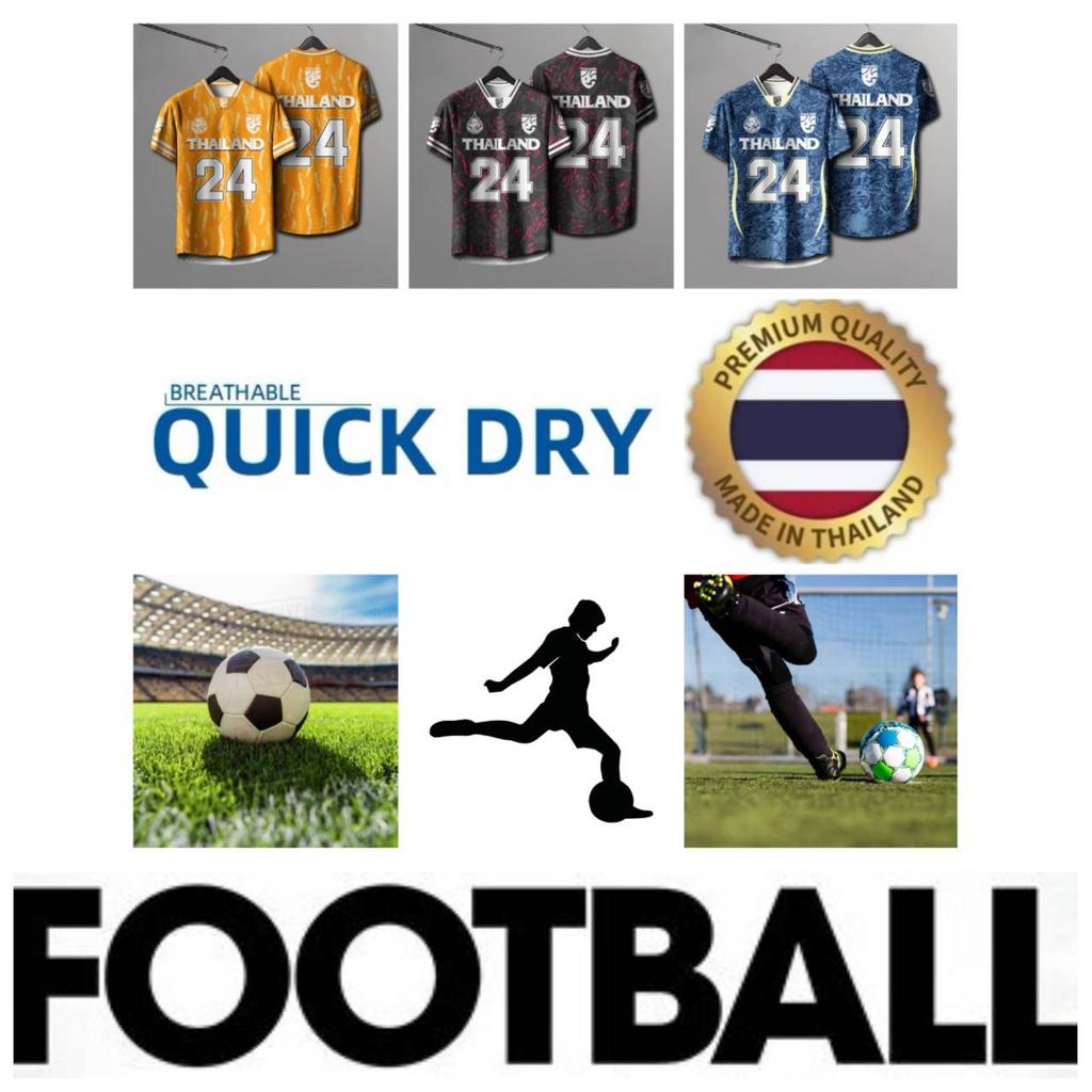 THAILAND Fußball V-Ausschnitt Farbe Vintage Shirt Nationales Elefanten-Logo Abzeichen Unisex Männer Frauen Trainingstrikot Aufdruck Schnelltrocknend Kurzarm Uniform