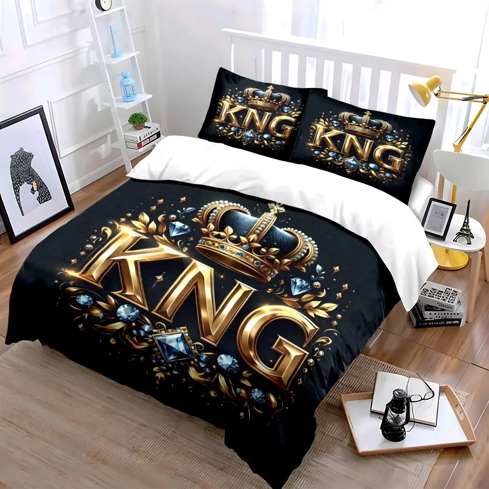 "Royal Crown Decor Set" Soft Comfortable Duvet Cover Bedding Set Included 1*Duvet Cover & 2*Pillowcases Gift