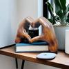 Heart Hands Statue Love Gesture Decoration Modern Art Sculpture Wood Grain Effect Love Sculpture Room Wedding Decoration