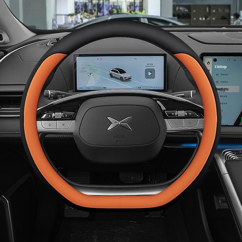 Hand-sewn Nappa leather steering wheel covers for 24 XPeng G6 models: X9, P7, P5, M03, G9, and G3.
