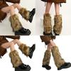 Women Harajuku Fuzzy Plush Leg Warmers Japanese JK Winter Warm Thickened Furry Boots Cover Vintage Leg Sleeve Long Socks