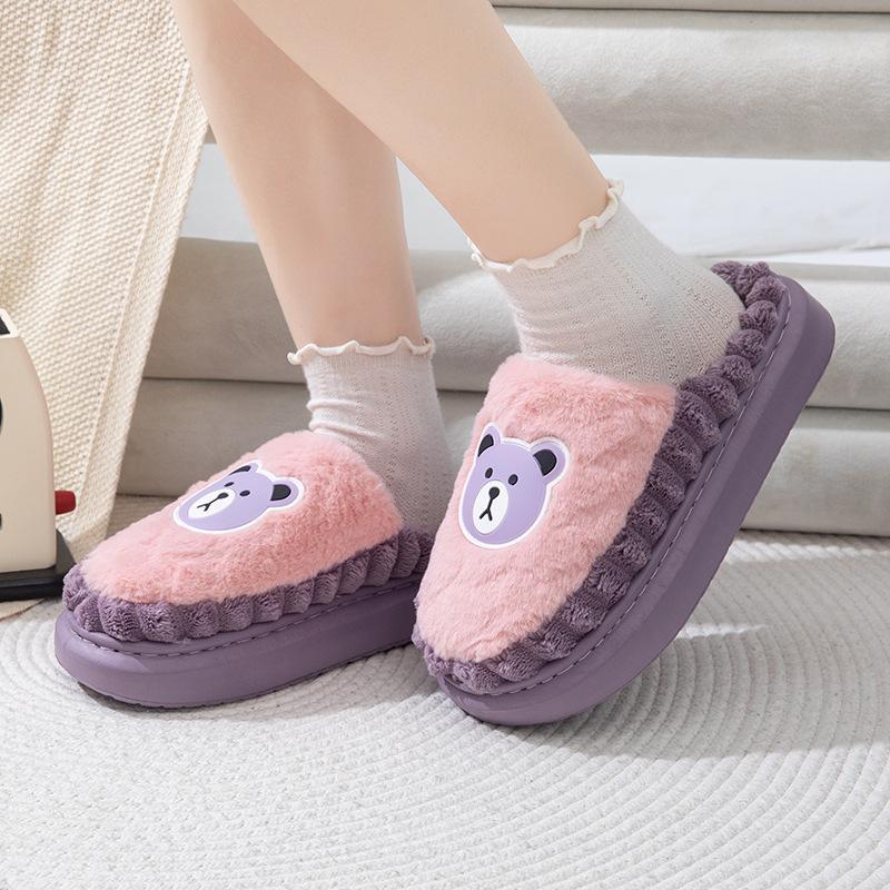 Fashion Cartoon Fluffy Women's Slippers Home Winter Luxury Designer Woman Shoes Indoor Casual Fuzzy Fur Slides Elegant Flat Footwear New