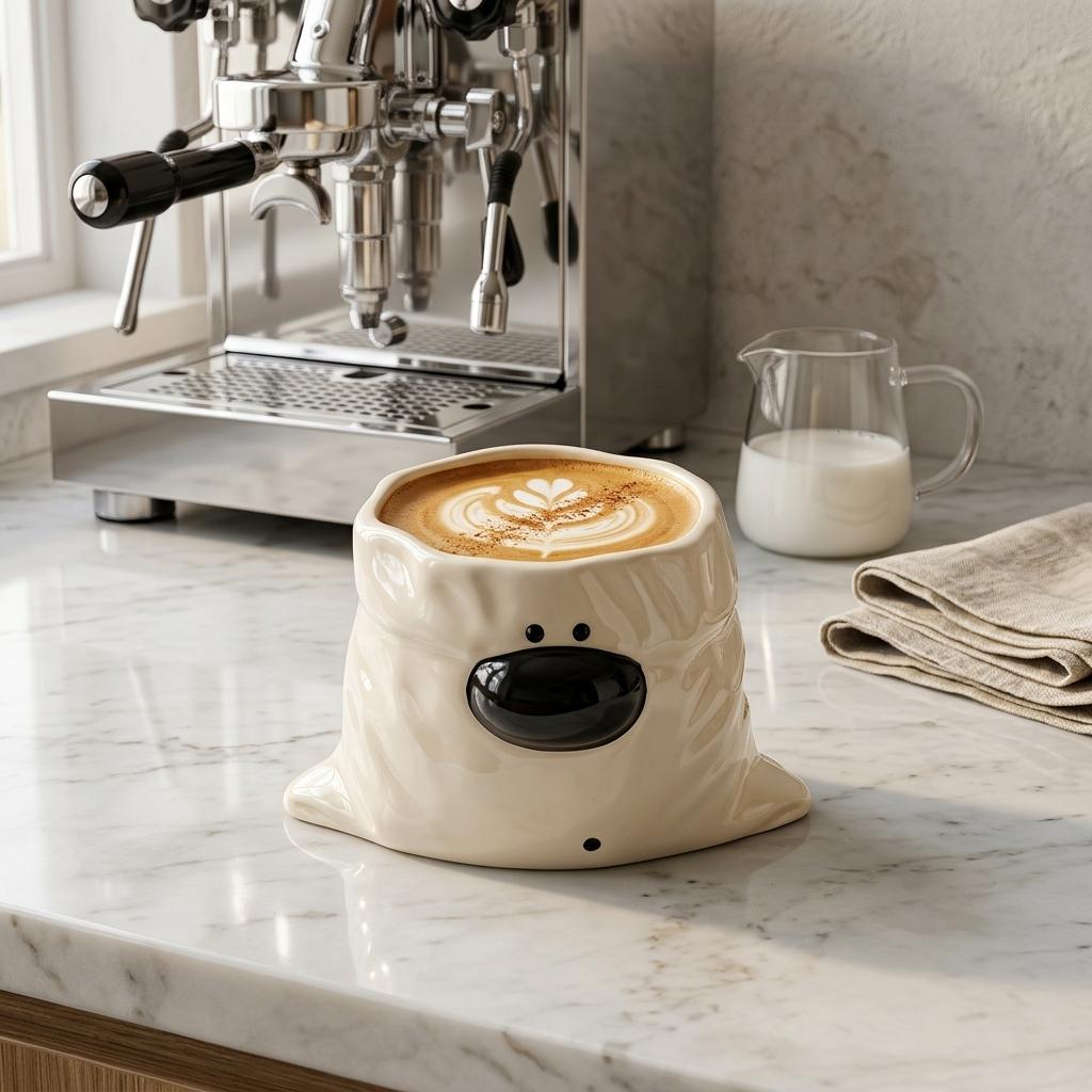 1pc Dog Shaped Handle Mug Cute Ceramic Coffee Cup Porcelain Tea Mug for Home Office Gift Durable High Quality Drinkware