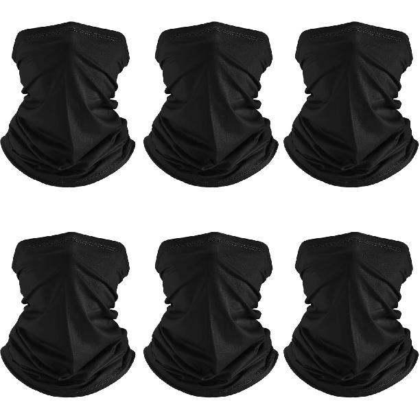 

Geyoga 6 Pieces Summer UV Protection Cooling Neck Gaiter Face Clothing Neck Gaiter Mask Scarf Sunscreen Breathable Bandana чорний