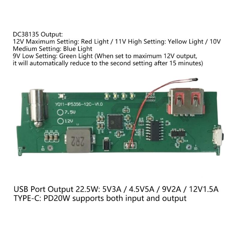 12V/9V Battery Holder for Air-Conditioned Clothing DIY Circuit Board Case Fast Charging 22.5W DC38135