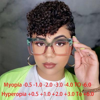 Square Big Frame Clear Lens Glasses Myopia Nerd Spectacles -0.5 To -6.0 Hyperopia +0.5 To +6.0 Oversize Eyewear
