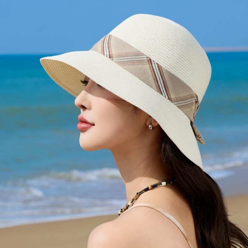 Wind Beach Shade Straw Hat Women'S Outdoor Seaside Fashion Versatile Sun Hat Big Brim Bucket Hat Basin Hat
