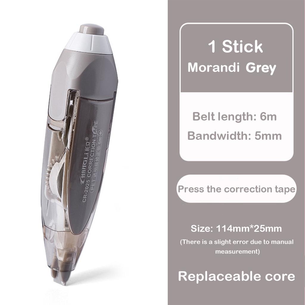 6M5MM Press Type Correction Tape with Replaceable Refills Morandi Color Series for Students School Office Stationery Supplies