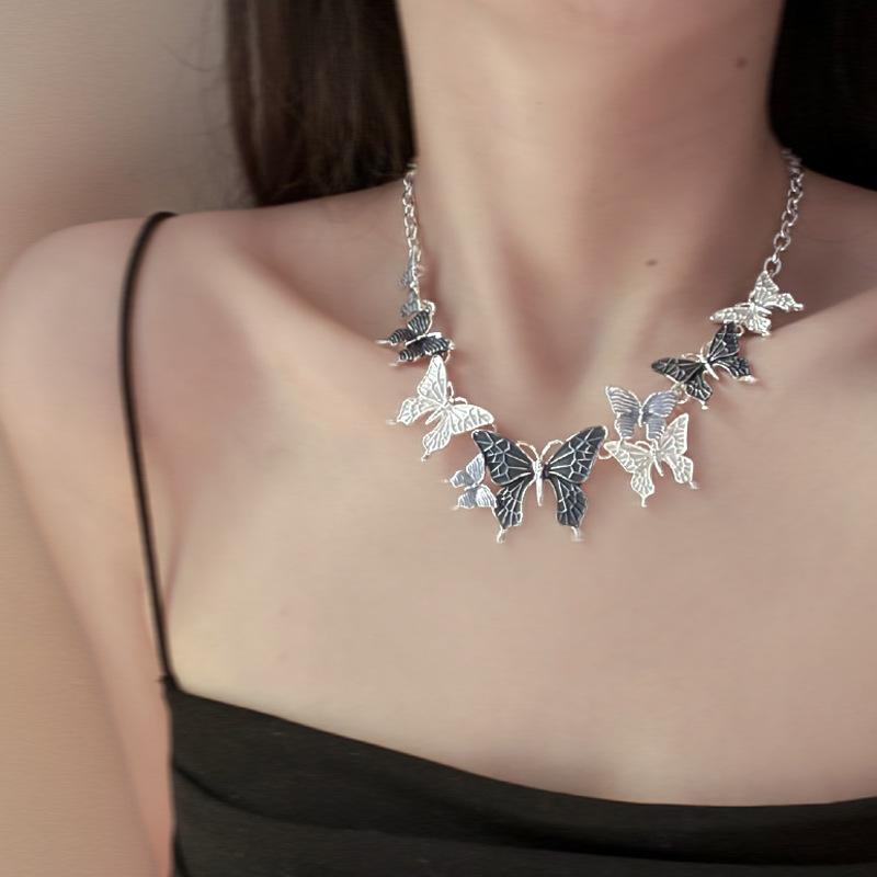 Girl's heart super fairy dripping oil butterfly necklace colorful vacation wind sweet collarbone chain daily versatile necklace women