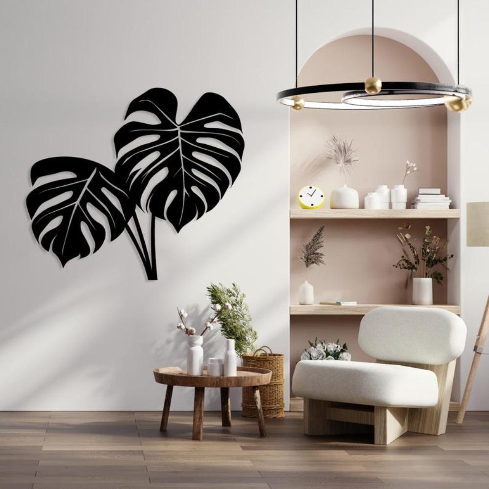 3D Metal Wall Art Monstera Leaf Tropical Home Decor Large Iron Sculpture