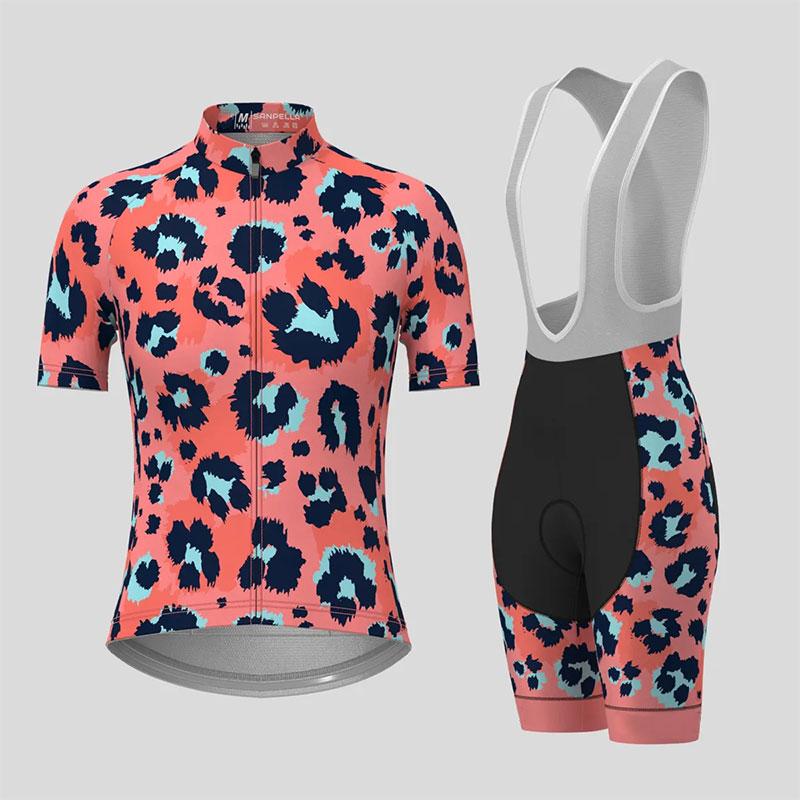 Îmbrăcăminte Ciclism Femei 2026 Imprimeu Leopard Gradient Set Tricou Ciclism de Vară Femei Respirabil Mânecă Scurtă Îmbrăcăminte Bicicletă de Munte