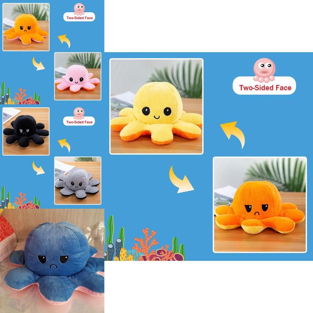 Adorable Double-sided Flip Reversible Octopus Plush Toy In Soft And Lifelike Style