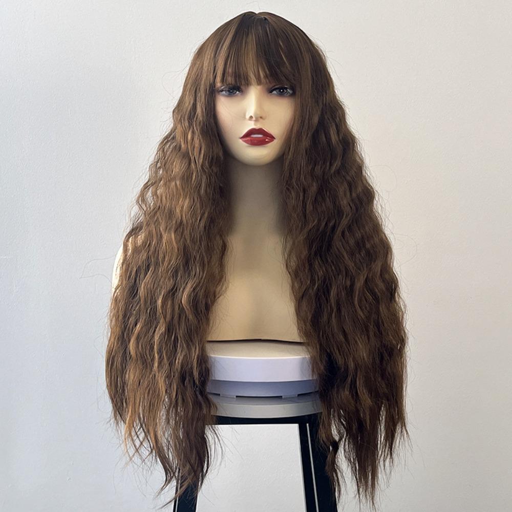 Halloween Long Water Wave Wig Cosplay Women Layered Wigs Orange Brown Gold Curly Wigs  Carnival