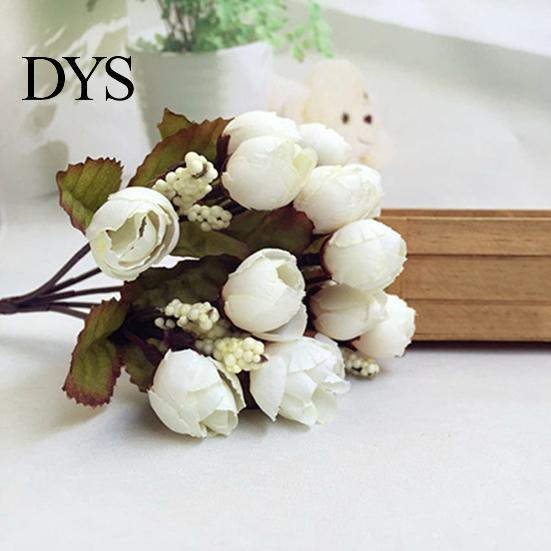 Dolce bouquet di boccioli di rosa artificiali, stoffa per la casa, rosa, 15 fiori su 1 pezzo
