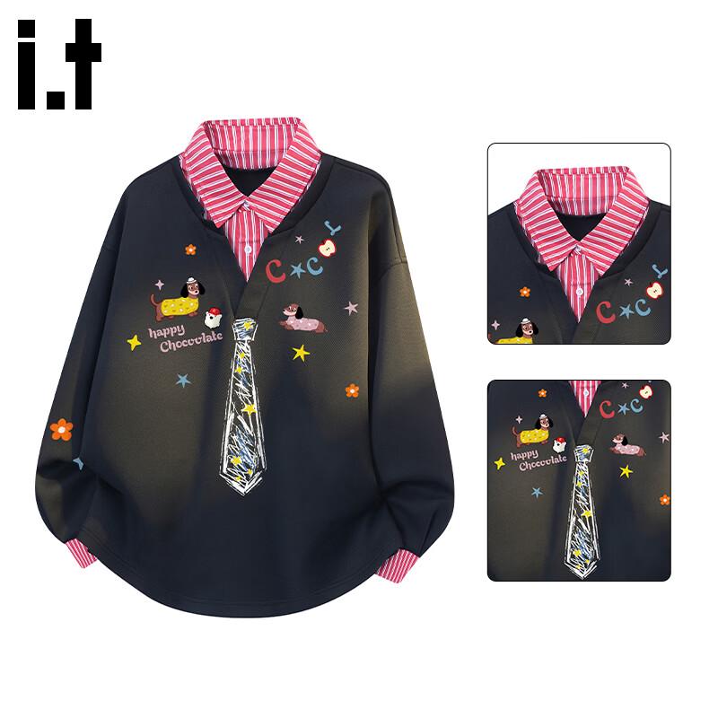 CHOCOOLATEit Men s Faux Two-Piece Shirt Collar Hoodie M