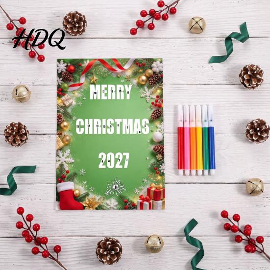 Festive Graffiti Drawing Sheets Christmas Coloring Card 18 Blank Letters A4 Size DIY Kindergarten Holiday Art Projects Paper with Pens for Kids Boys
