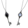 Gothic Moonstone/Black Stone Pendant Necklace With Skull Key Charm For Women Trendy Jewelry Accessory