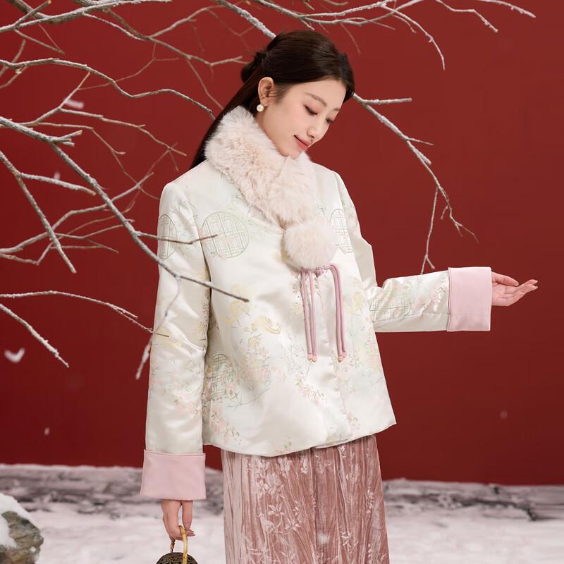 

Sancai Женская куртка большого размера, короткая, с V-образным вырезом, из атласа, жаккарда и хлопка 2XL