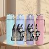 1PC Llama Middle Finger Art 750ml Color Plastic Sports Water Bottle Leakproof Flip Straw Lid Suitable for Sports Office Home Use