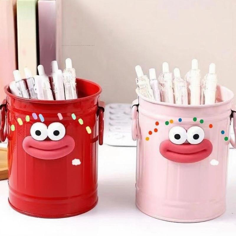 2Pcs Cartoon Pen Cup Multipurpose Desk Pen Organiser Case Makeup Brush Storage Container Office Desk Accessories