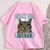 Warte, ICH bin Goated Katze Alberne Katze Meme T-Shirt Herren Damen Baumwolle Kurzarm T-Shirt Rundhals Locker Basic Katzenliebhaber T-Shirt Oberteile