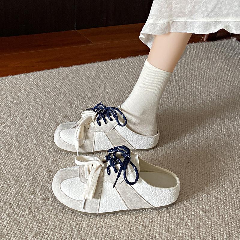 

Women Slippers Sport Mules Shoes Flats Sneakers 2025 New Fashion Summer Sandals Flip Flops Lace Up Casual Shoes 40 білий