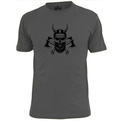 Mens Bearded Viking Skull With Axes T Shirt Norse God Odin