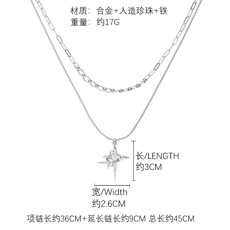 Original tetragonal star pearl necklace does not fade, summer collarbone chain cold wind necklace wholesale